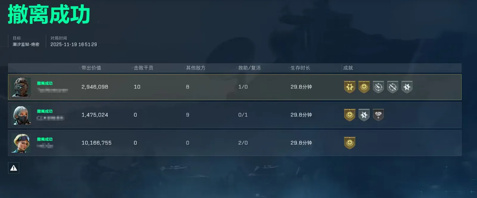 三角洲行动绝密双护｜潮汐监狱单人 10 杀 · 千万撤离截图