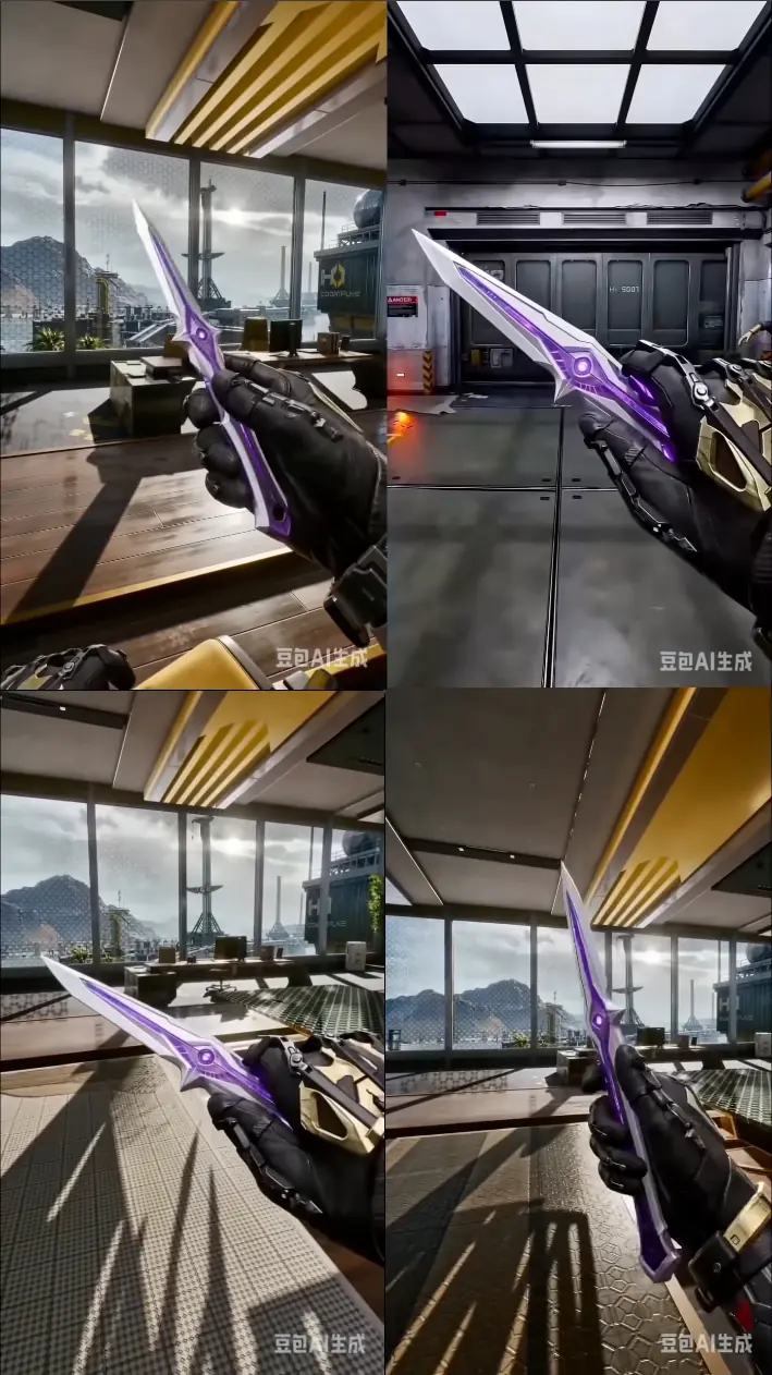 三角洲行动观测者激光刀实机预览图，展示第一人称视角下的新赛季刀皮效果