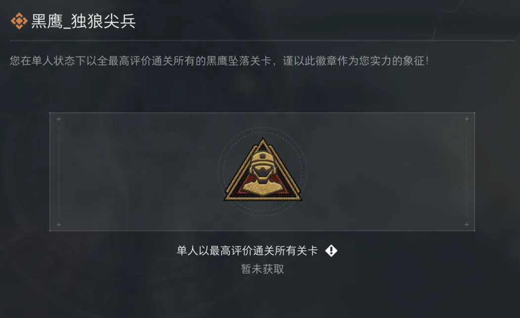 三角洲行动热门成就鉴定独狼尖兵截图，展示独狼尖兵的规则、位置、奖励或实战信息