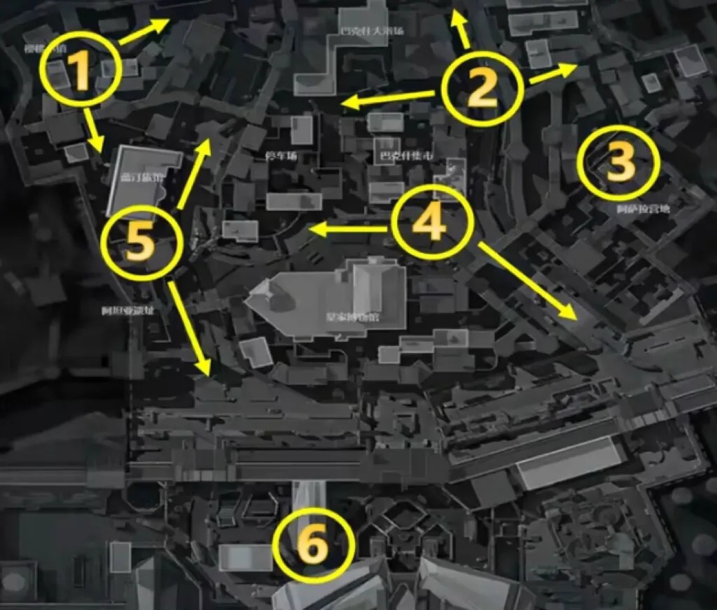 三角洲行动火箭鼠鼠巴克什刷新点图，展示巴克什地图内的火箭鼠鼠刷新区域