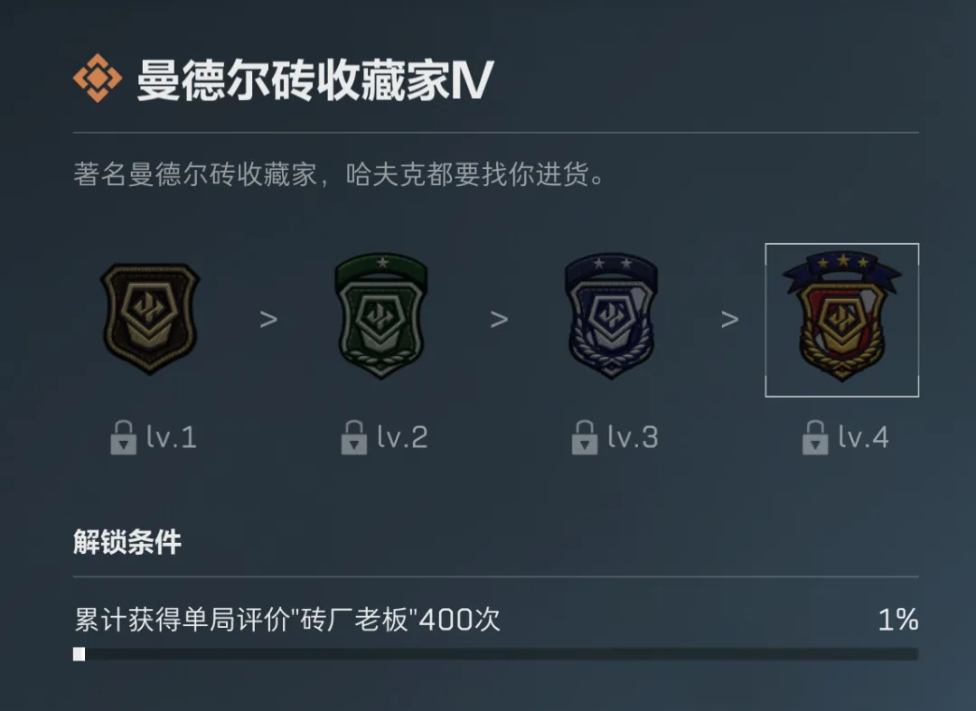 三角洲行动热门成就鉴定曼德尔砖收藏家截图，展示曼德尔砖收藏家的规则、位置、奖励或实战信息