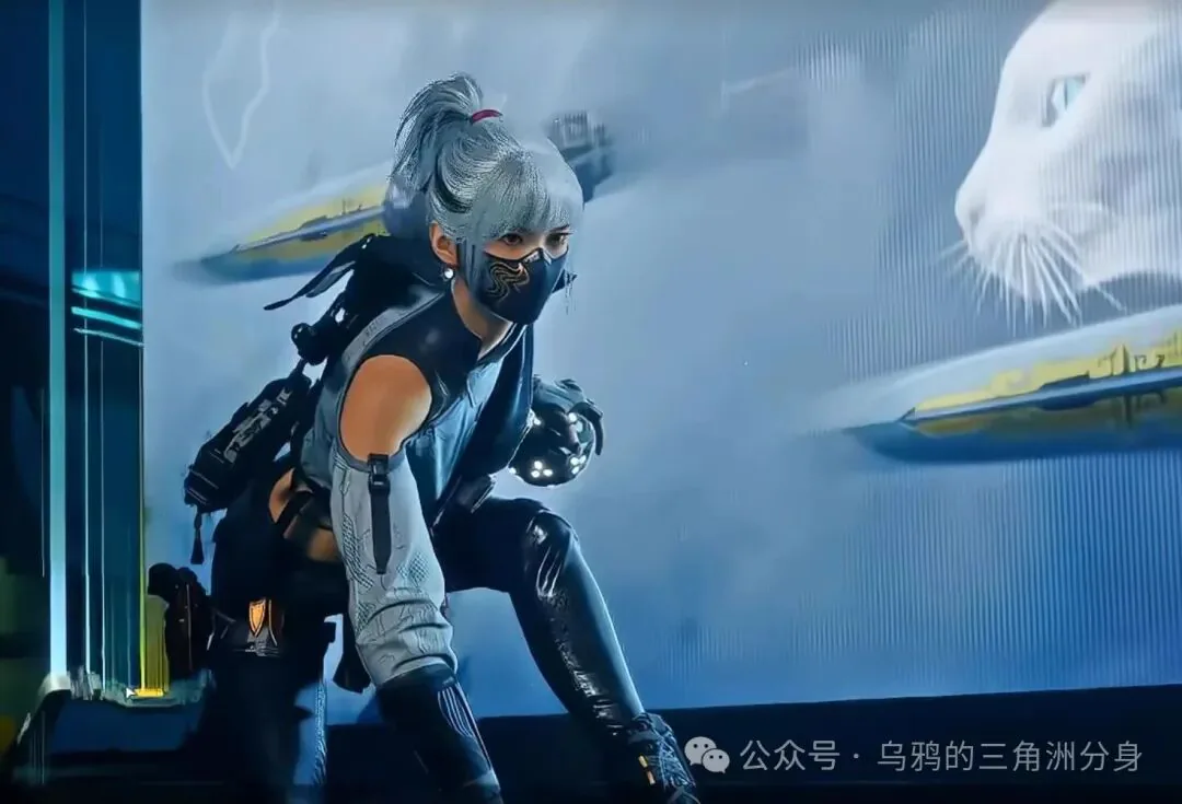 三角洲行动白发马尾干员外观截图，展示白发马尾风格造型的整体观感